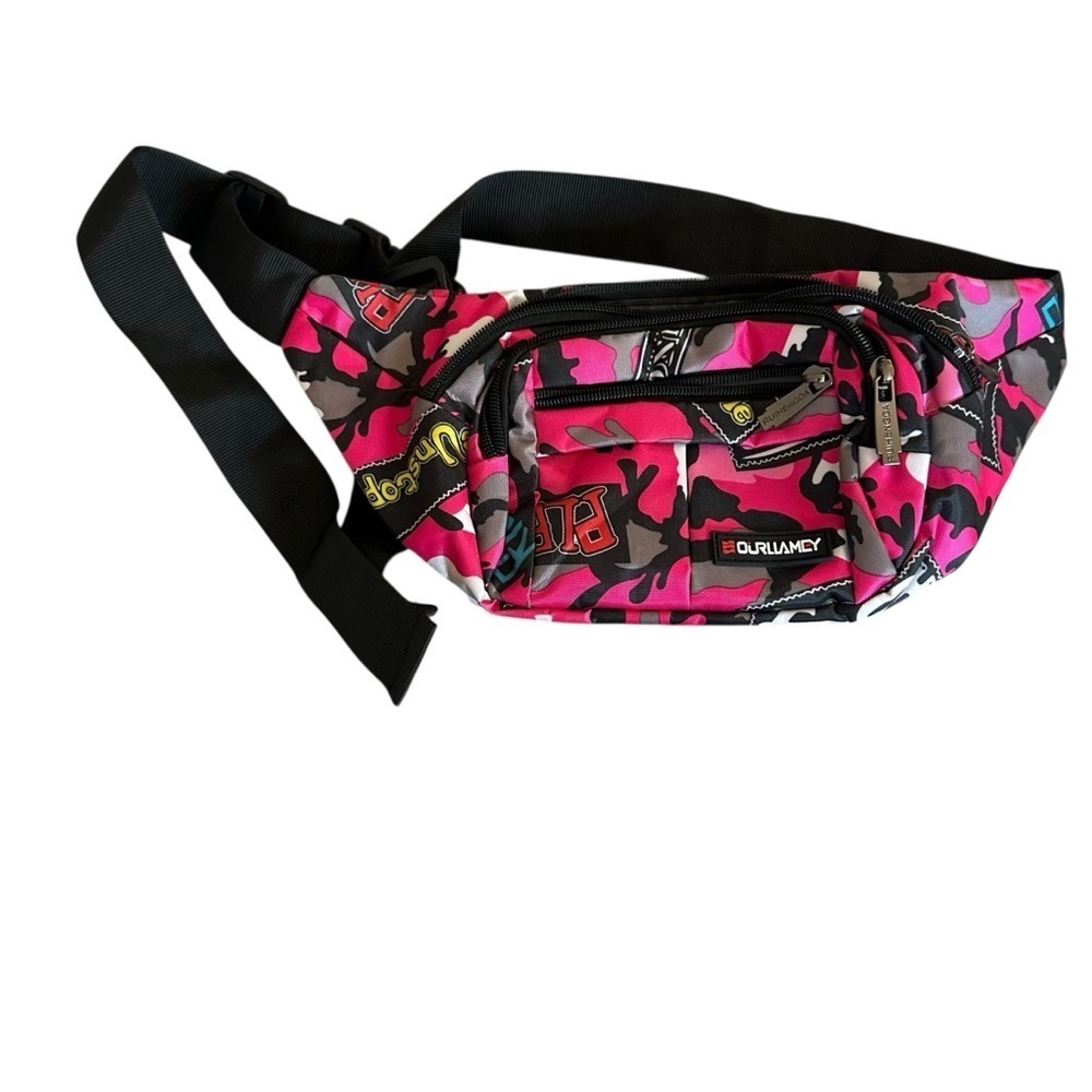 Durkl Pink and Black Camouflage Waist Bag